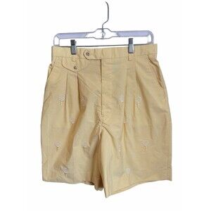 DIVOTS Vintage Shorts Women’s Embroidered Tennis Racket Yellow Waist 30" HiRise